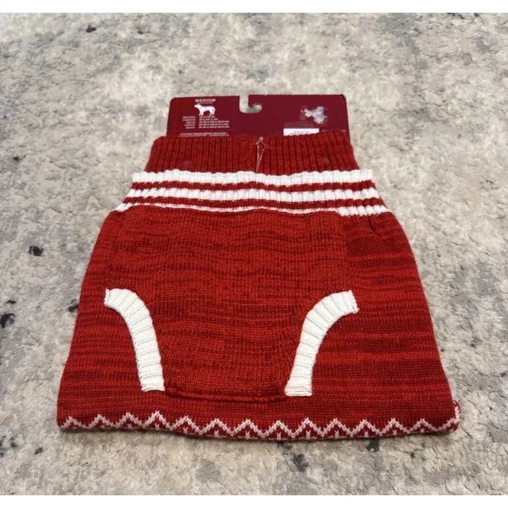 Wondershop Size Medium Red & White Dog Pet Sweater Up To 40 Lbs 18